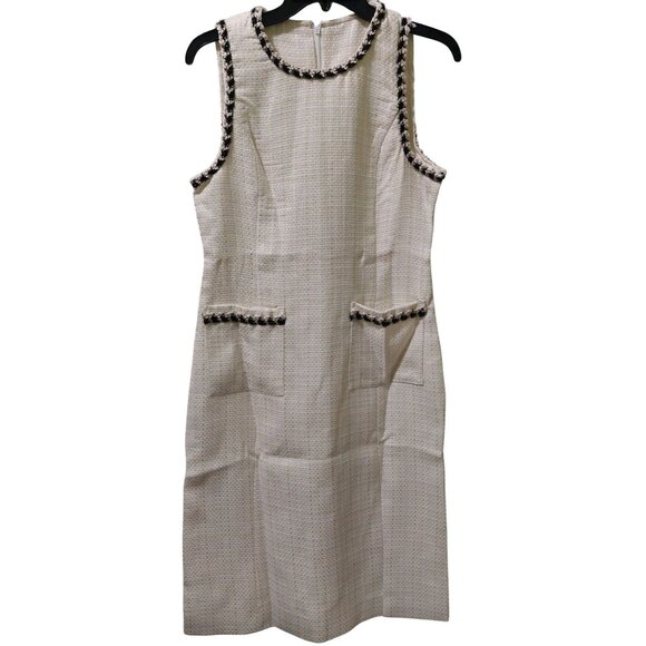 NWT Commense Womens Tweed Sleeveless Dress With Pockets~Metallic Thread Medium - Picture 1 of 9